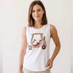 Judith March White Sequins Cart Queen Tank Top Size Medium